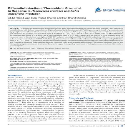 Differential Induction of Flavonoids in Groundnut in Response to Helicoverpa ...