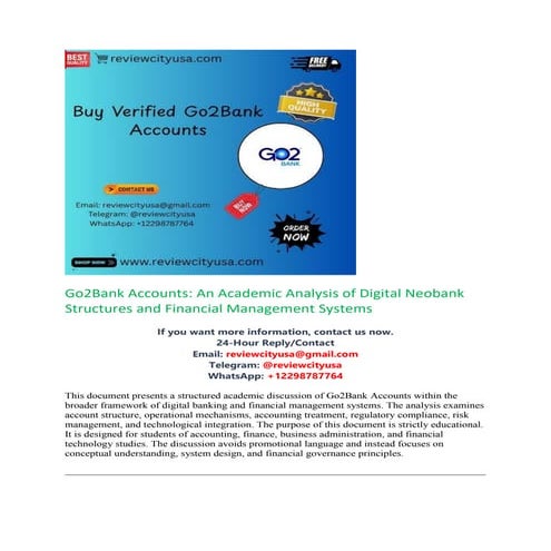 Verified Go2Bank Accounts: Where to Buy and What to Know | PDF