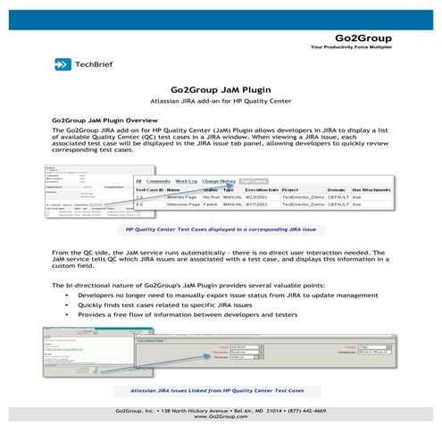 Go2Group JaM Plugin Technical Brief