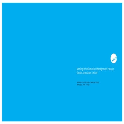 Naming for Information Management Product Golder Associates Limited