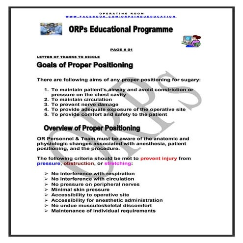 Goals of Proper Positioning