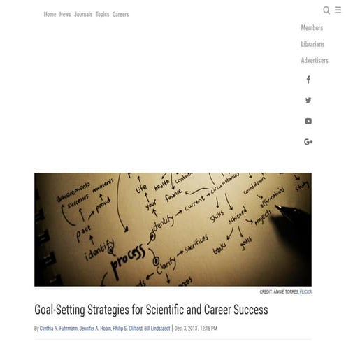 Goal setting strategies for scientific and career success