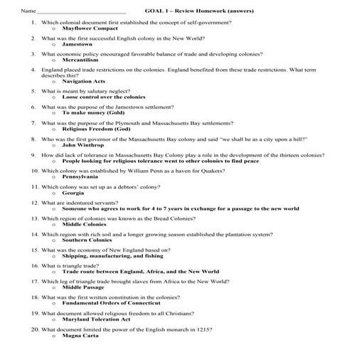 Goal 1 test review (answers)