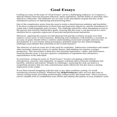 Goal Essays | PDF