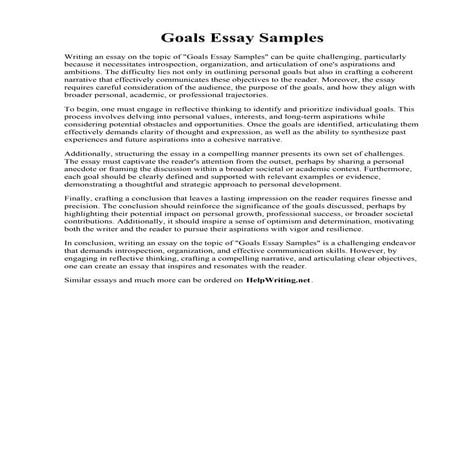Goals Essay Samples