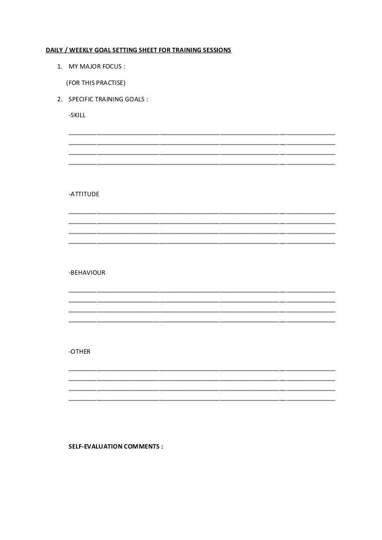 weekly goal sheet