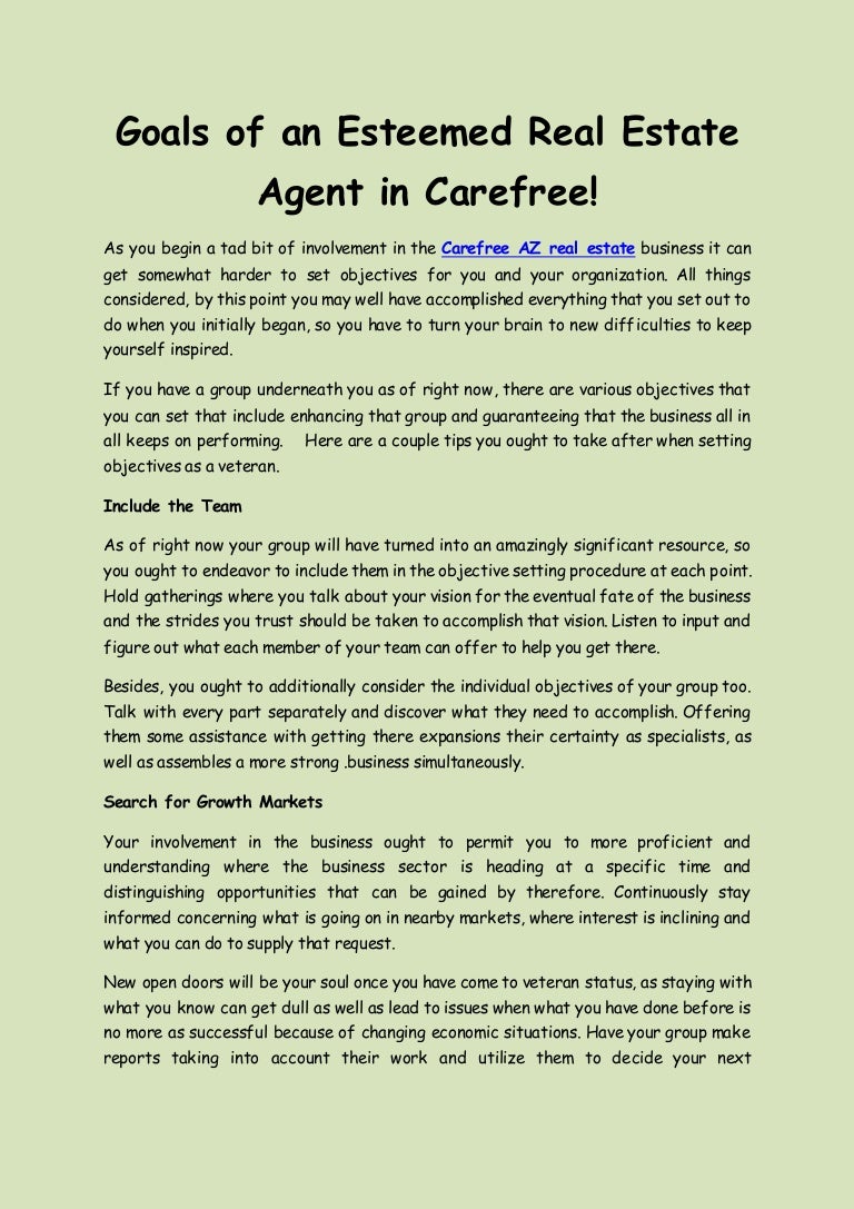 Goals of An Esteemed Real Estate Agent in Carefree!