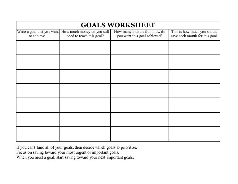 Goals Worksheet