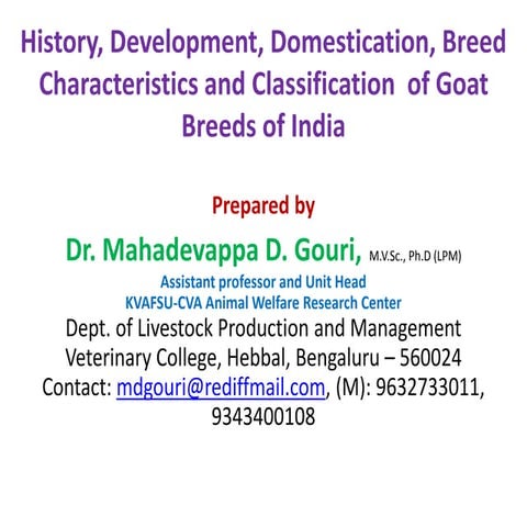 Goat breeds of india   history, development and classification