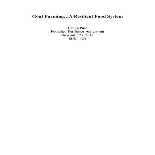 Goat Farming as a Resilient Food System