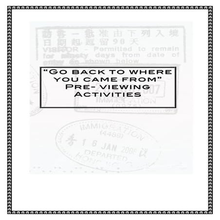 Go back to where you came from- Previewing activities