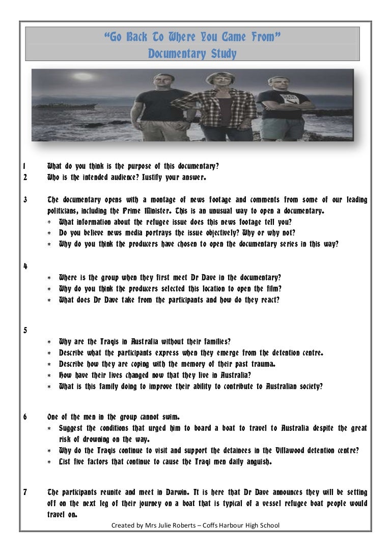 "Go back to where you came from" Documentary questions