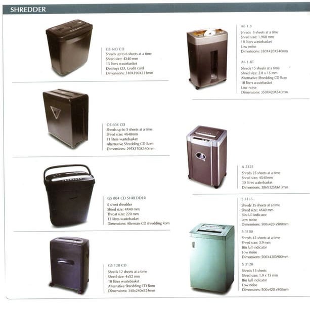 Gobbler Paper Shredders catalogue 2011 PDF
