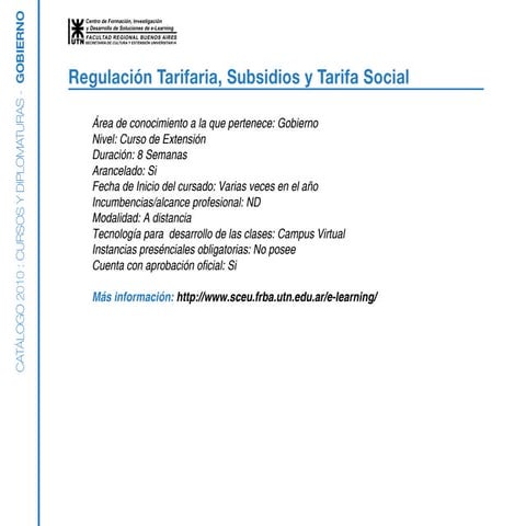 Gobierno - Regulación tarifaria subsidios y tarifa social