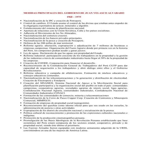 Gobierno de Juan Velasco Alvarado, PERU