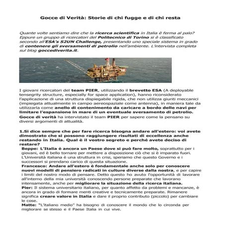 Politecnico torino,Gocce di Verità: Storie di chi fugge e di chi resta. 