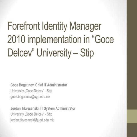 Forefront Identity Manager