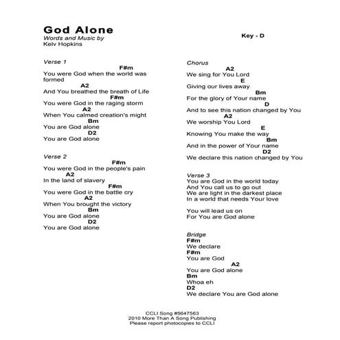 God alone chords
