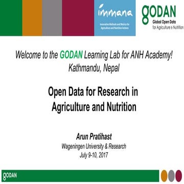 Open Data for Research in Agriculture and Nutrition - GODAN