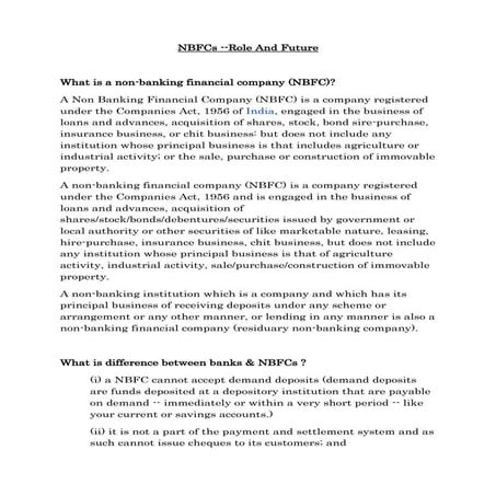 NBFC in India and Their Future