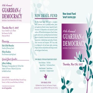 New Israel Fund Guardian of Democracy Xi Dinner Invitation | PDF