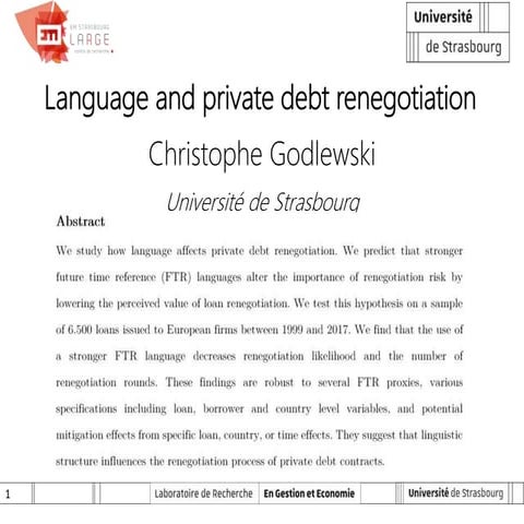 Language and private debt renegotiation