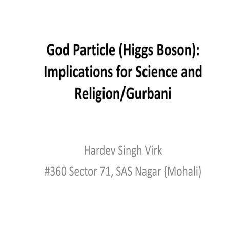 God particle (higgs boson) implications for science and religion