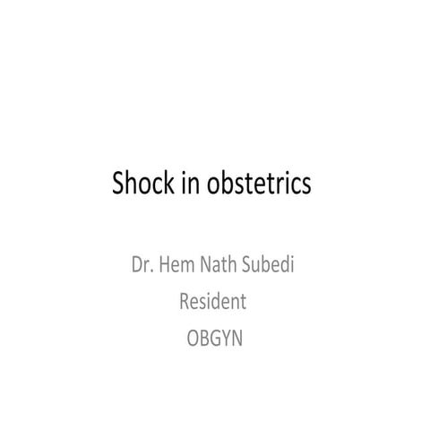 Shock in obstetrics