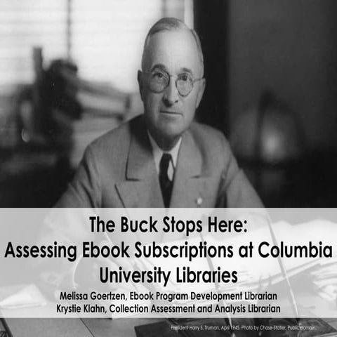 The Buck Stops Here: Assessing the Value of E-Book Subscriptions at Columbia ...