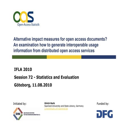 Alternative impact measures for open access documents? 