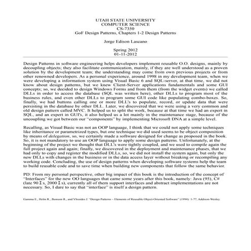 GoF design patterns chapters 1 and 2