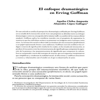 Goffman enfoque dramaturgico