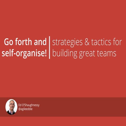Go forth and self organise! | strategies & tactics for building great teams