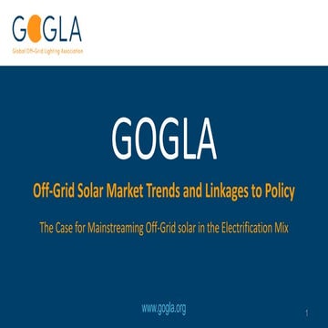 Off-Grid Solar Market Trends and Linkages to Policy