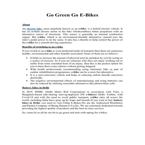 Go Green Go E-Bikes