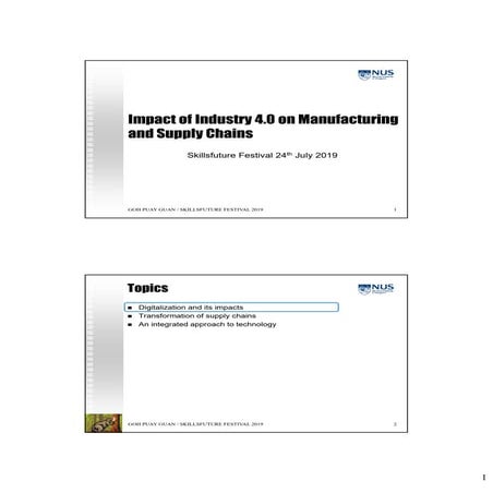 SkillsFuture Festival at NUS 2019- Impact of Industry 4.0 on Manufacturing and Supply Chains
