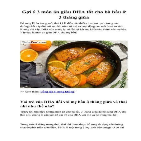 Gợi ý 3 món ăn giàu DHA tốt cho bà bầu ở 3 tháng giữa