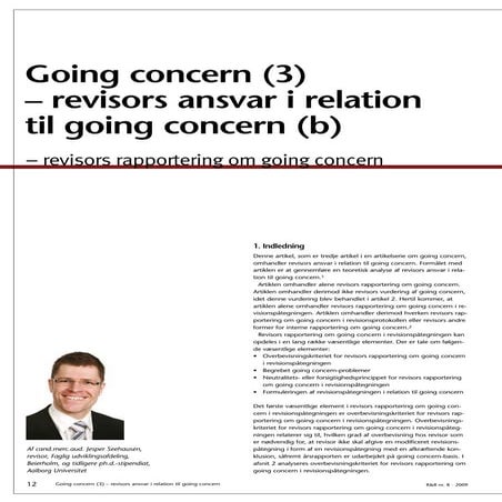 Going concern (3) – revisors ansvar i relation til going concern (b ...
