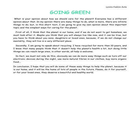 Opinion essay: going green