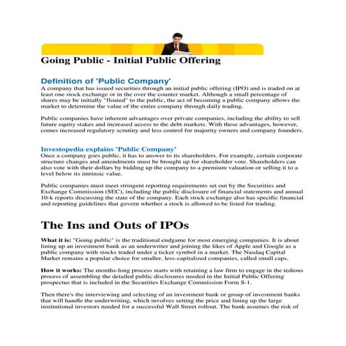 Going public   initial public offering