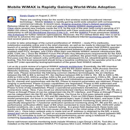 Goingwimax.Com Mobile Wi Max Is Rapidly Gaining World Wide Adoption