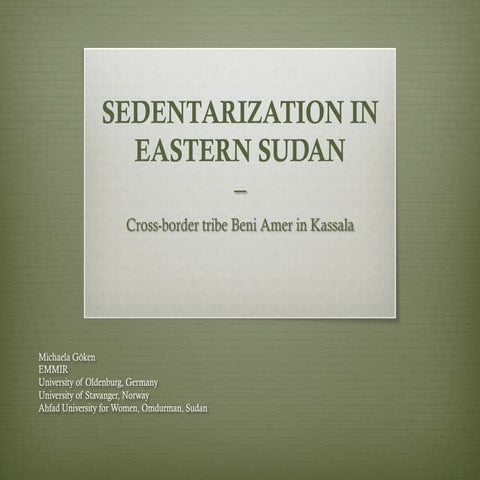 Sedentarization in Eastern Sudan