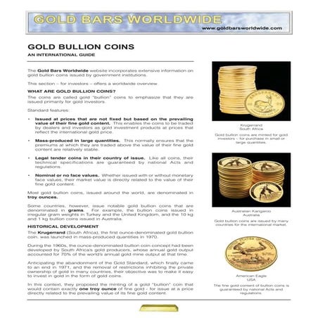Gold bullion coins guide