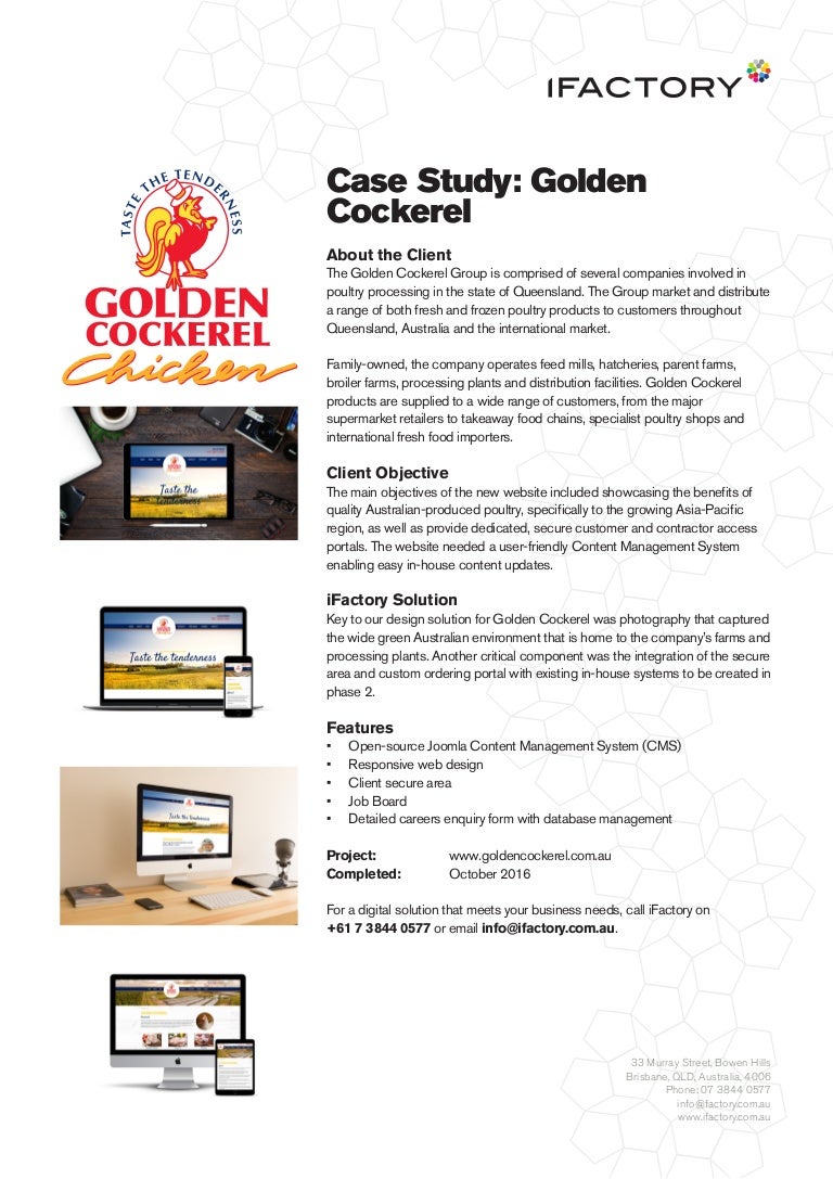 case study golden cockerel website by ifactory fresh and easy careers