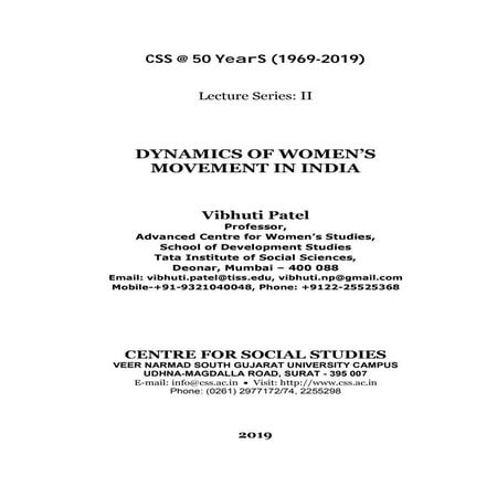 Golden jubilee lecture for css, surat prof. vibhuti patel