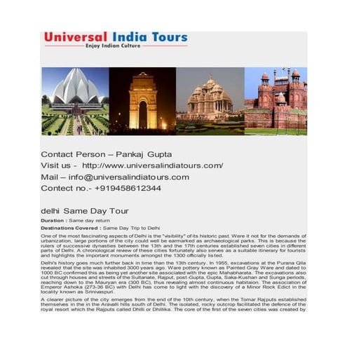 delhi same day tours