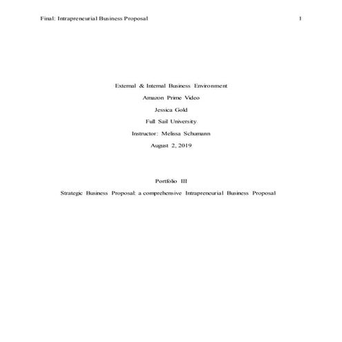 Amazon Prime Video Intrapreneurial Business Proposal (Final)