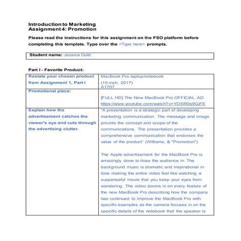 Marketing Promotions Assignment