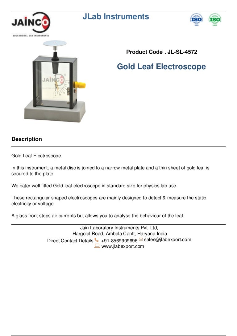 Gold leaf electroscope
