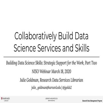 Goldman "Collaboratively Build Data Science Services and Skills"